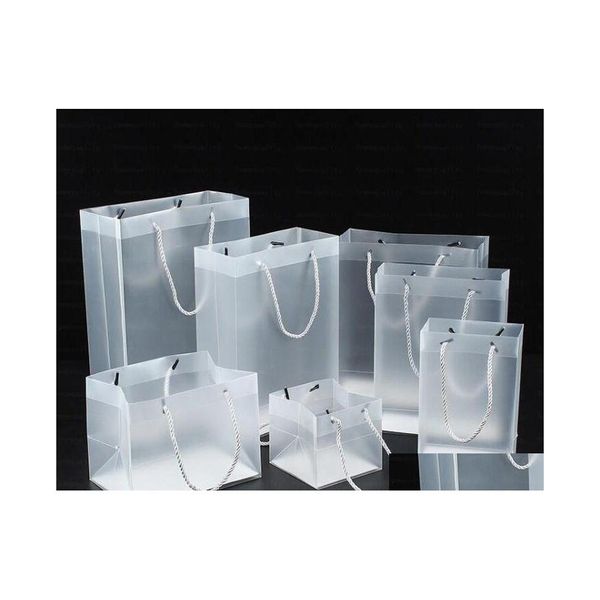 Bolsas de embalagem 8 tamanho de presente PVC PVC Presente de pl￡stico com al￧as ￠ prova d'￡gua Transparente Bolsa Clear Favors Bag Logo Drop Del Del Dhajm