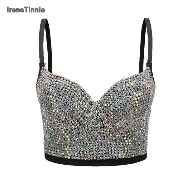 Tanques femininos Camis Irene tinnie pérolas artesanais jóias diamante diamante bustier Bra festas de casamento corsário CRUPO CRUPO TOP PLATUS TAMANHO 230131