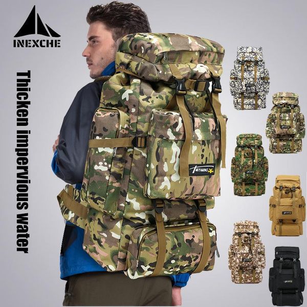 Bolsas ao ar livre 70l CAMO Backpack de camuflagem de mochila militar Caminhada de camping de camping rucksack saco de escalada