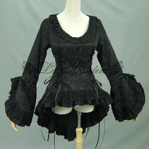 Damen TShirt Frühling Damen Rüschenstickerei Shirts Vintage Viktorianische Schwalbenschwanzjacke Damen Gothic Bluse Lolita Kostüm 230131
