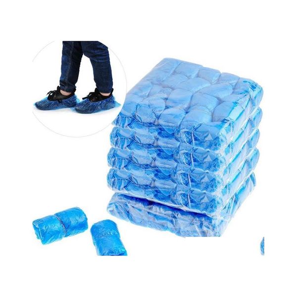 Cobres descartáveis ​​100pcs Plástico Anti -Slip Boot Safety Shoe Er Limpeza PVC Over Shoes Ers Protetores de tapete SN3056 Drop Delivery Ho Dhapp