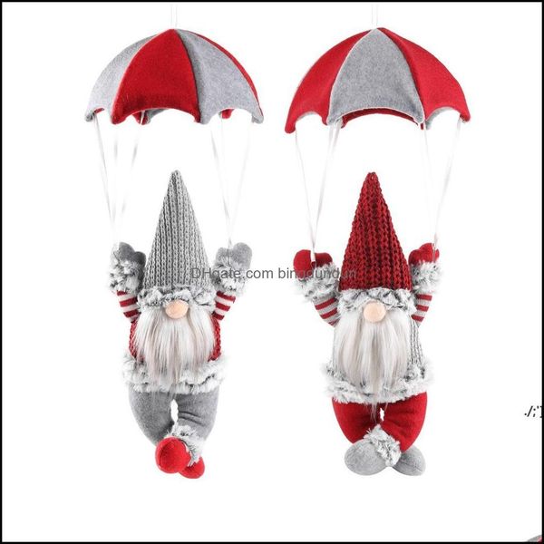 Рождественские украшения плюш без безличах гнома с парашютом с парашютом пожилого.