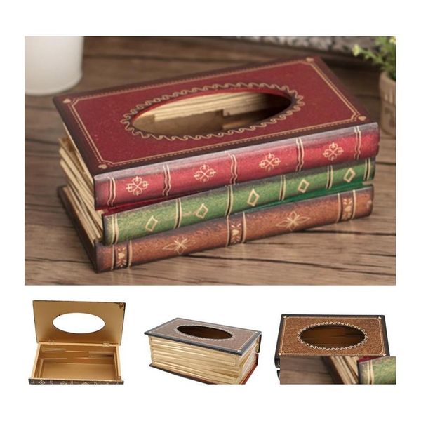 Tissue Boxes Servietten Kreative Europa Rec Serviette Papier Retro Stil Buch Box Luxuriöse Halter Ring Lagerung Tisch Dekoration Drop Del Otlmg