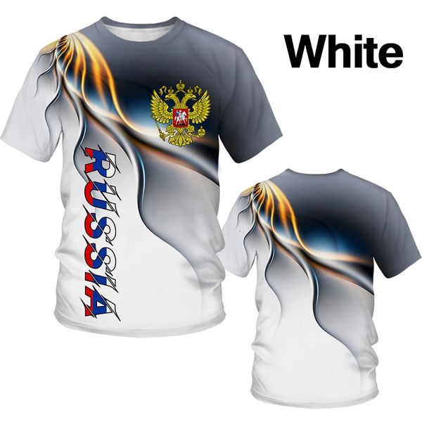 Erkek Tişörtleri Yaz Moda T-Shirt Erkekler Rus Bayrağı Baskı Erkekler T-Shirt Street Style Eagle 3D Baskı T-Shirt Moskova Tees o Boyun Üstleri 230131