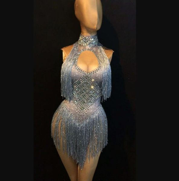 Женские комбинезоны Dompers 4 цвета Sparkly S Tassel Купальники ночной клуб Dance DS Show Stage Wear Bodysuit вечеринка женская певица 230131