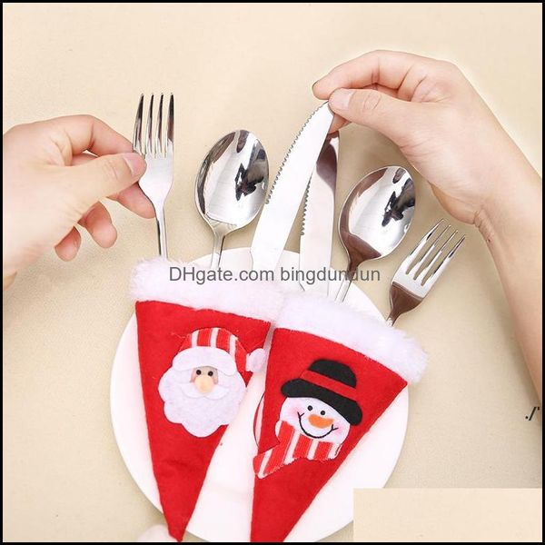 Decorações de Natal Hats de Papai Noel Sierware Suports Cutlery Fork Spot Storma Storma