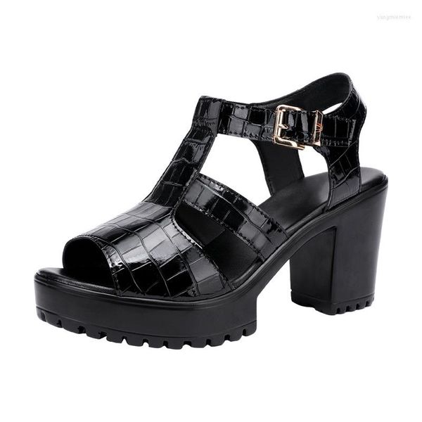 Sandálias femininas plataforma de pé aberto punk cunhas altas fuckle tiras de verão sapatos de verão branco preto casual lazer fêmea feminina