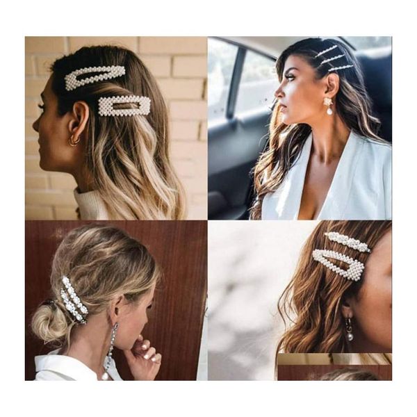 Клипы для волос Barrettes Fashion Pearl Clip для женщин Элегантный корейский дизайн Snap Barrette Stck