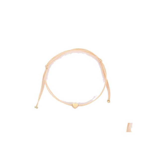 Anklets Fashion Gioielli Sweet Simple Twine Cord Bracciale a forma di cuore piccolo Fresh Love Heart 64 E3 Droplese Dhxae Dhxae