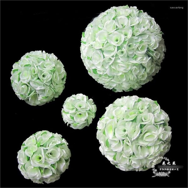 Flores decorativas 12pcs/lote 30cm Bola de beijo verde claro Bola artificial Flor de seda Decoração de Decoração
