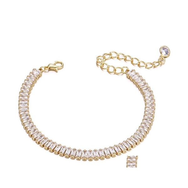 Braccialetti con ciondoli Collana con bracciale tennis in cristallo placcato oro giallo 18 carati lucido per ragazze Regalo di nozze per feste da donna 3728 Q2 Drop Del Dhk1I