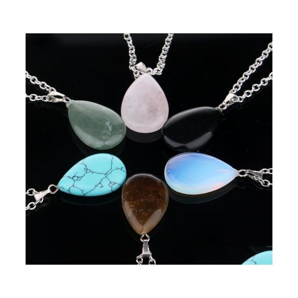 Colar de pingente de colar de cadeia forma de pedra natural real ametista bonita quartzo de gota de ￡gua para mulheres bdehome judeu jew dhxro