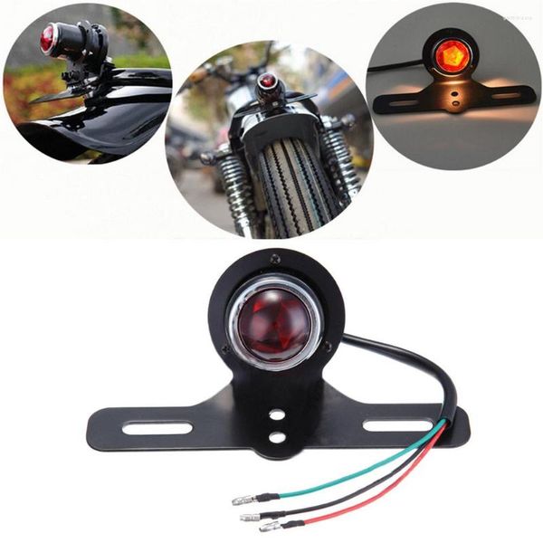 1Pc 12V Lente Rossa Lampada Freno Moto Targa Fanale Posteriore Staffa Auto Elettrica Lampadina a Led