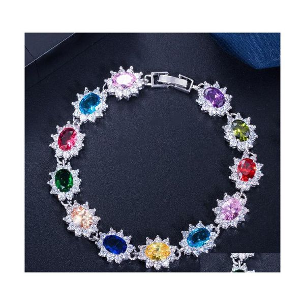 Bracelets de charme Mulheres de alta qualidade CZ Bracelete de flores para garotas Casamento de festas Nice Gift Friend 3737 Q2 ​​Jóias de entrega de gota dh2dh