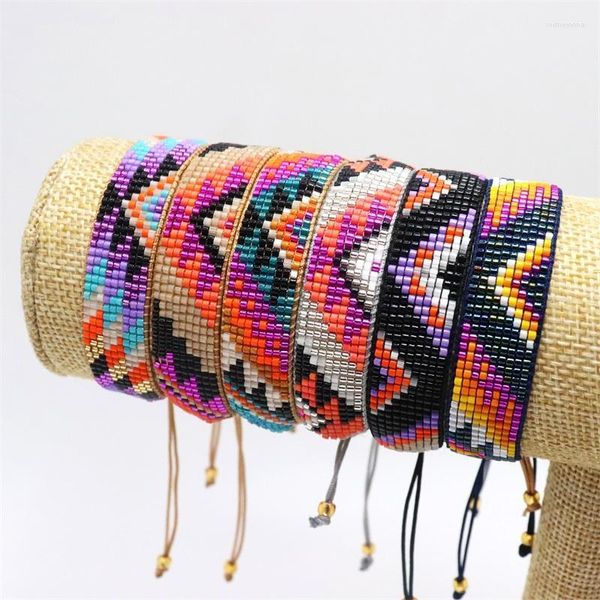 Strang Perlen Stränge bunte Armband Frauen Mode Miyuki Armbänder für Freunde Geschenk Femme verstellbare handgemachte gewebte mexikanische