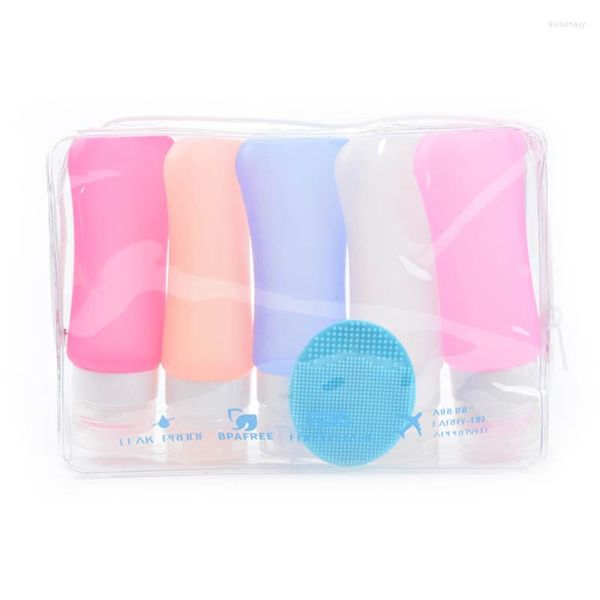 Scatole di immagazzinaggio Accessori da viaggio Contenitore per cosmetici 1PC 37/60 / 89ML Dispenser di sapone Bottiglia di shampoo Silicone multicolore portatile