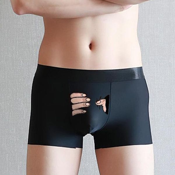 Unterhosen 2023 Lustige Cartoon Unterwäsche Männer Eis Seide Boxer Shorts Sexy Kreative Unterhose Nette Parodie Stamm Männliche Höschen Für Liebhaber geschenk