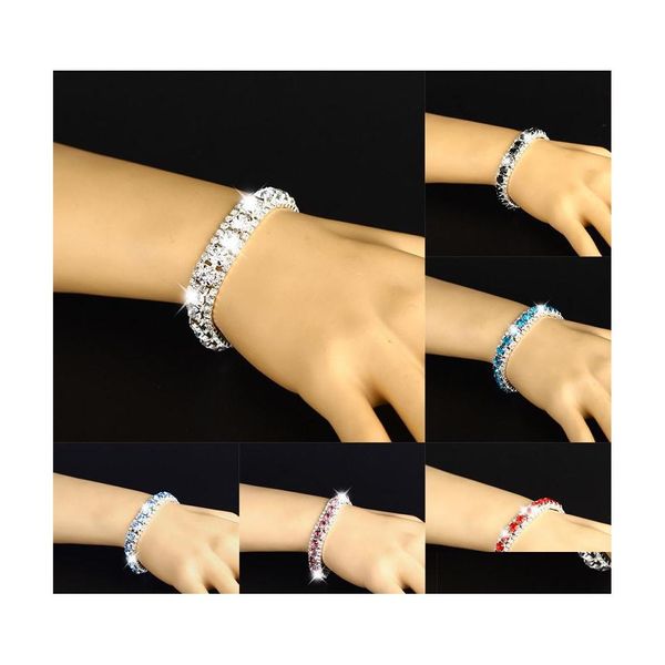 Favore di partito Braccialetto di cristallo con strass primaverili Braccialetti elastici Braccialetto Accessori per gioielli Matrimonio Regalo per damigella d'onore Natale Colorf Otzqr