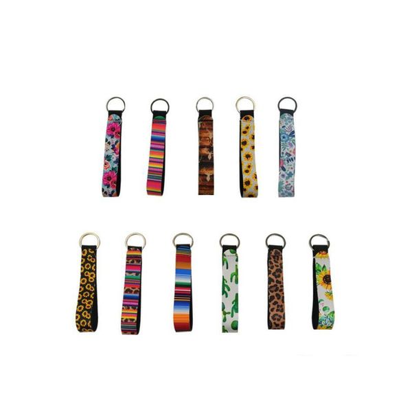 Favor de festas Keychain de chave de pulseira de chave de pulseira de chave de pulseira Floral Neoprene 11 Designs por atacado YW3759L1 Drop Delivery Dhqfw