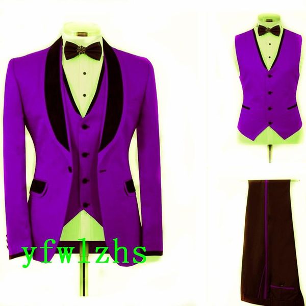 Ternos masculinos Blazers Bonito de um botão Groomsmen Shawl Lapel Groom Tuxedos Men Wedding/Prom/Dinner Blazer (JACET PENTS VEST TIE) 533
