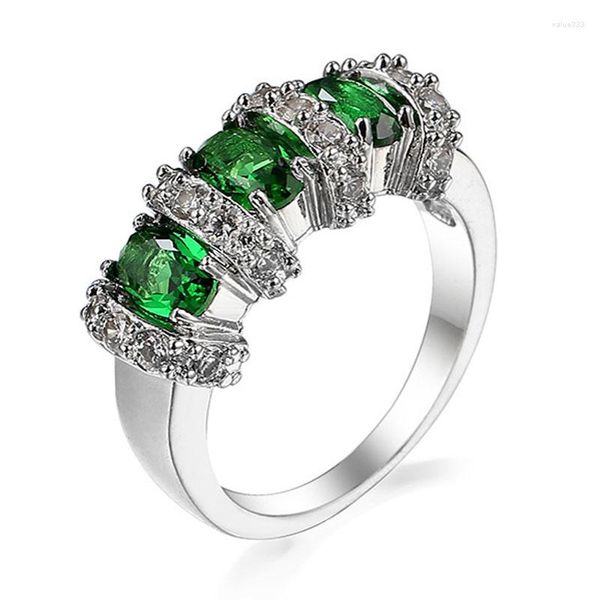 Eheringe Moonrocy Silber Farbe CZ Kristall Zirkonia Ring Verlobungsschmuck für Frauen Geschenk Tropfen