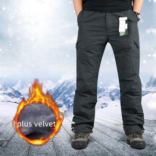 Männer Hosen 2023 Winter Warme Cargo Herren Verdicken Fleece Military Hosen Männer Plus Samt Casual Armee Für männer Jogginghose 230131