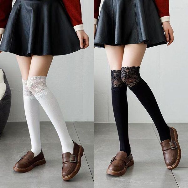 Kadınlar kızlar için çorap lolita diz yüksek anime çorapları beyaz goth femenino hizmetçi kawaii cosplay dantel siyah okul uzun yarısı seksi
