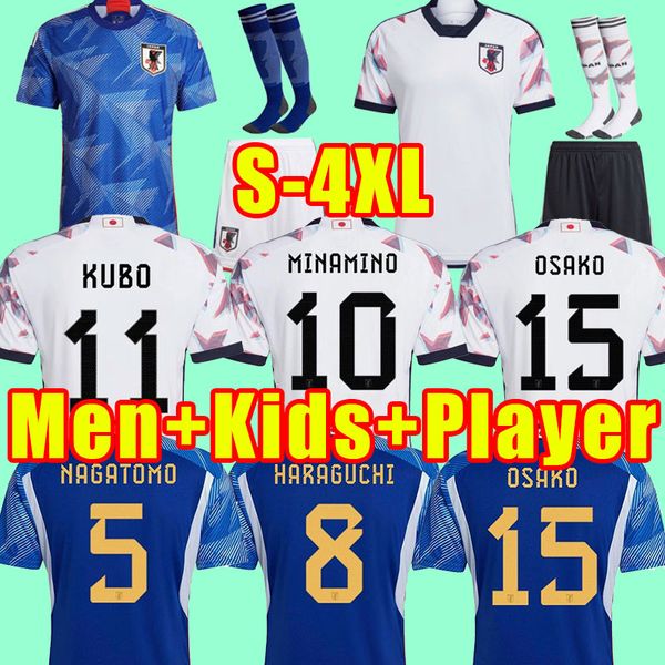 22 23 Japan Fußballtrikots KUBO 2022 2023 MINAMINO SHIBASAKI ITO YOSHIDA Fußballtrikot KAMADA TSUBASA HARAGUCHI Herrentrikot Vollständige Kits Männer Kinder Kind