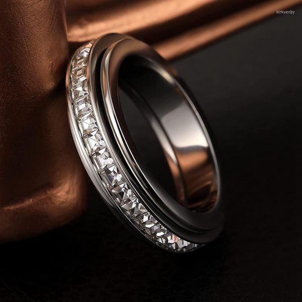 Обручальные кольца простая мода Eternity Band Cubic Циркония розовое золото / серебряный цвет для женщин мужчина титановые стальные ювелирные украшения романтический подарок