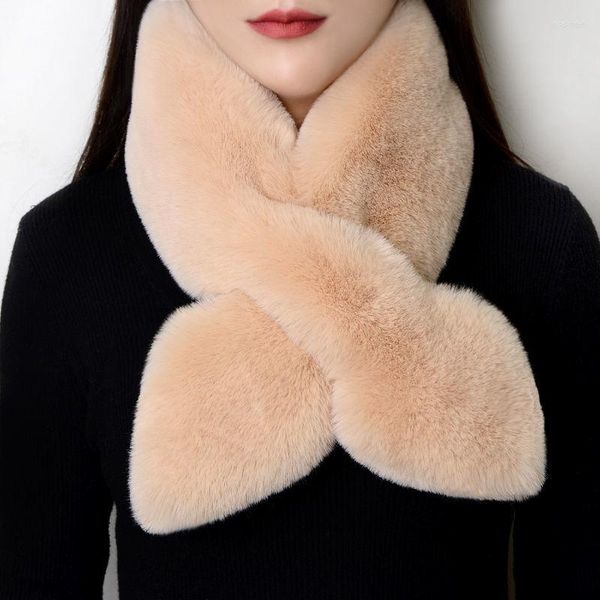 Шарфы корейский сплошной цвет двойной ливревый из искусственного меха поперечный плюшевый шарф -шарф женский фальшивый воротник нагрудничный нагрудник