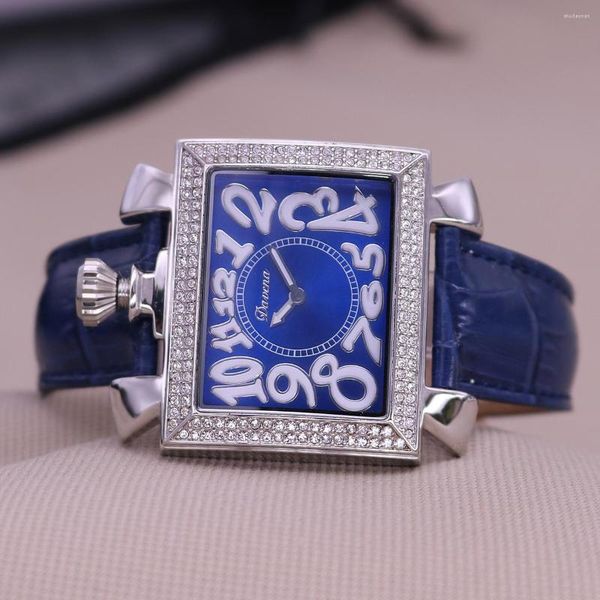 Kol saatleri Davena Lady Women's Saat kristal saatleri moda saat gerçek deri bileklik rhinestones kızın doğum günü