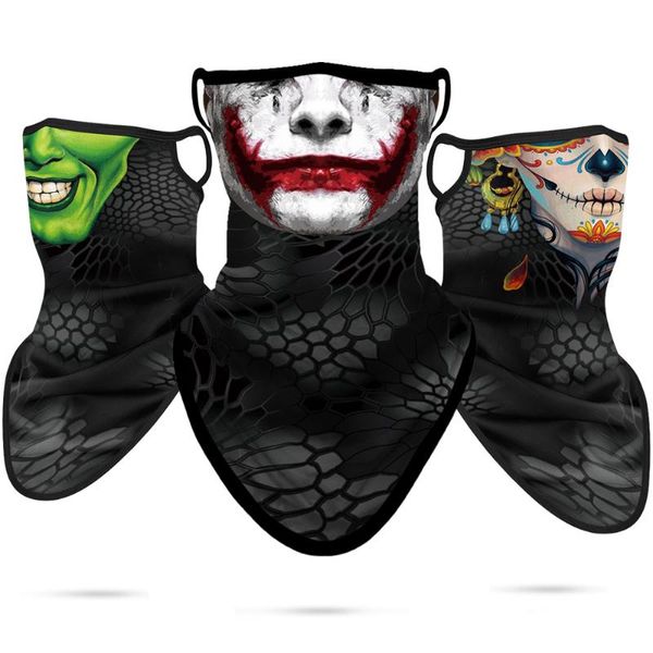 Bandanas 3d hayalet boyun joker venom üçgen yüz maskeleri açık havada bisiklet kafa bandı kamuflaj gaiter kadın kafatası kalkan