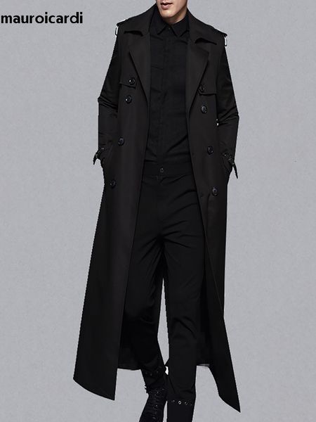 Мужские траншеи Coats Mauroicardi Spring Advin Long Black Khaki мужчины с двойной грудью плюс размером с пальто европейская мода 4xl 5xl 230130