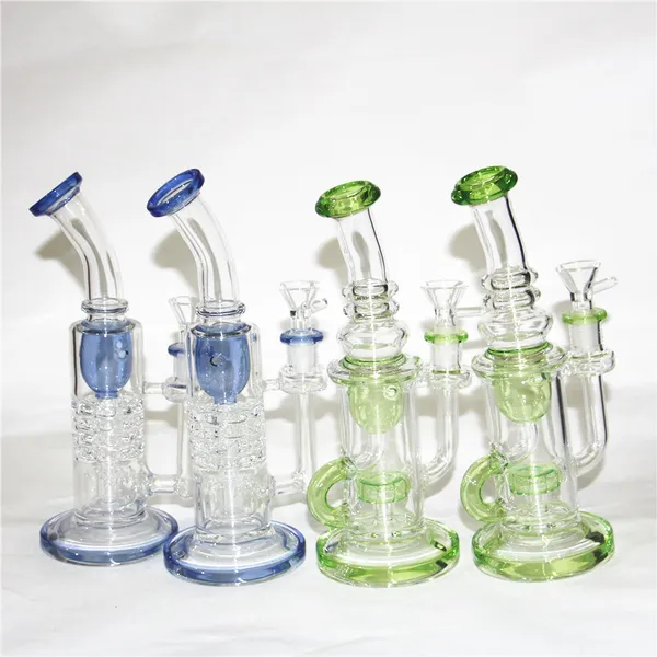 narghilè Triplo pettine Percolatore Bong in vetro Oil Dab Rigs Birdcage Perc Water Pipe 14mm Female Joint Rig con tubi a ciotola