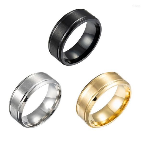 Cluster Anelli 1pc Anello da uomo in acciaio inossidabile 8mm Largo Opaco Doppio smussato Semplice regalo di gioielli di moda 2023 Regali per ragazzi