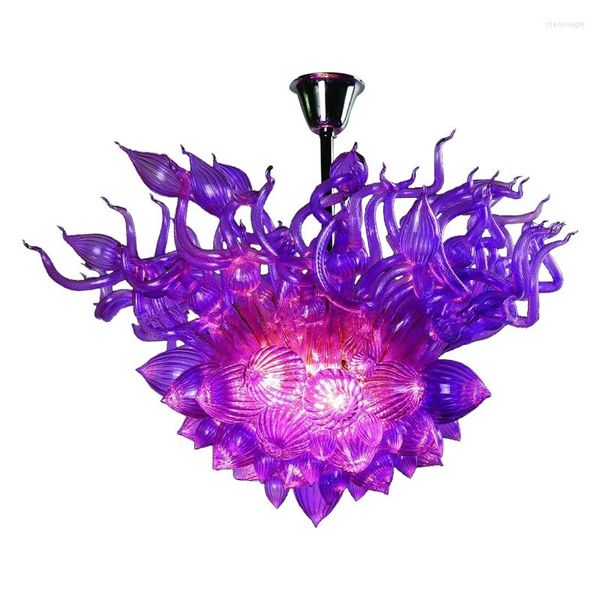 Chandeliers Art Iluminação de vidro Purple Bailled Lustelier Luxury Designer Pitaya Colors for Home Villa