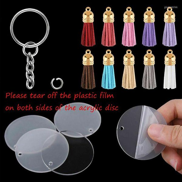 Keychains 230pcs Keychain Definir a chave do anel de cor com borlas de lasca dourada pregos de garra clara do coração da forma do coração para fazer jóias diy