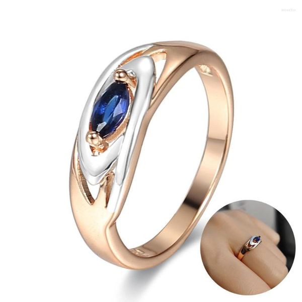 Кластерные кольца шириной 7 мм синий каменный кольцо для женских ювелирных подарков 585 Роза Смешанный белый золото цвет 2023 LGR73