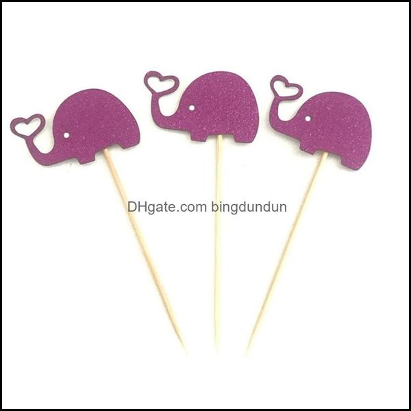 Decorazione del partito 10 pezzi Lovely Elephant Cupcake Toppers Baking Plug Dress Up Birthday Cake Decor Forniture di nozze Dbc Drop Delivery Dhsyt