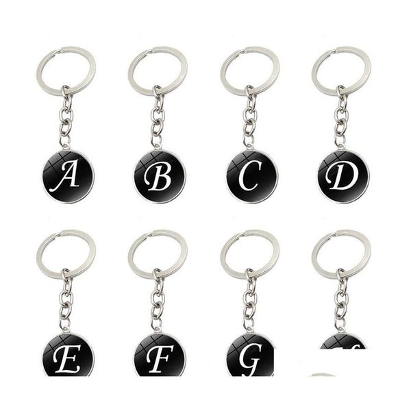 Keychains Lanyards Personalisiert 26 Alphabet Keychain Schmuck Mode Rundbriefzubehör Charm Bag Schlüsselring für Frauen P315FA DHBYM