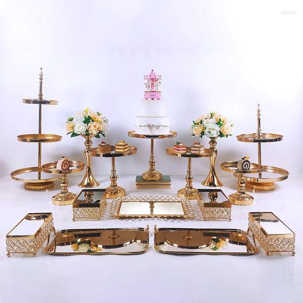 Forniture festive 6-16 PC Stile europeo Cristallo Metallo Cupcake Supporto per torta nuziale Rack Set Display per feste