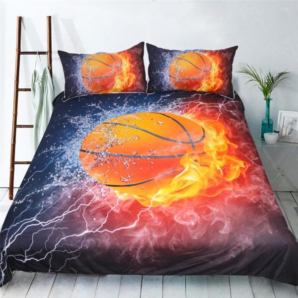 Bettwäsche-Sets, dreiteiliger Anzug, Polyester, Heimtextilien-Set, Basketball, Sport, Bettbezug, Kissenbezug, 3D-Druck