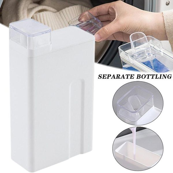 Aufbewahrungsboxen 2023 Waschmittelspenderflaschen mit Messdeckel Flüssigkeit Einfach zu verwendende Weichspülerbehälterabfüllung