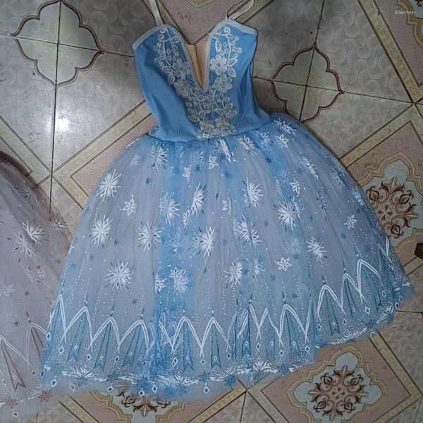 Stage Wear Kids Glittery Ballet Tutu Dress Lungo floreale Ragazza Ballerina Adulto Donna Costumi di danza contemporanea