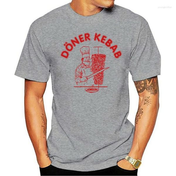 Camisetas masculinas merda de impressão de algodão casual doador de pescoço kebab camiseta de camiseta curta de manga curta camisa
