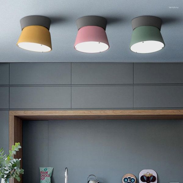 Deckenleuchten Nordic Macaron Lampe Einfache moderne Bartheke Schlafzimmer Arbeitszimmer Wohnzimmer Rosa Gelb Grau Grün Bunte LED-Beleuchtung