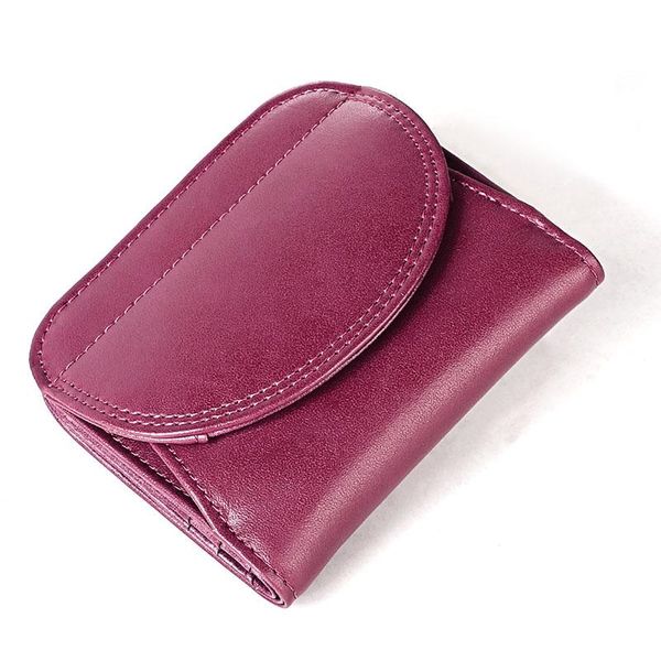 Wallets Mini Purple Genuine Leather Women Women Wallet Small Luxury Female Id Card Holder Slim Cow Ladies Money Saco de moeda