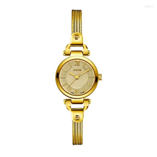 Relógios de pulso Julius Women Women Watches Designers Brass Bracelet Case Copper Case Ladies Gold Gold Famous Watch Style Relógio vintage JA-842