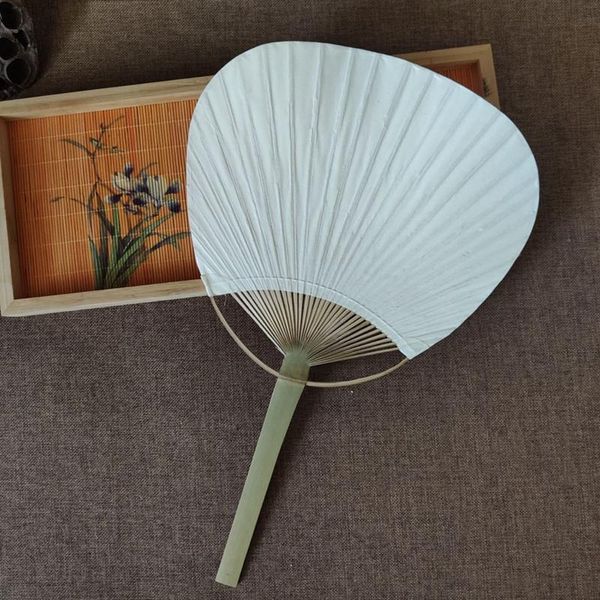 Home Decor Andere 20 stks/partij Zomer Zuiver Wit Papier Bamboe Handvat Blanco Kalligrafie Kinderen Diy Kunst Schilderen Fan Bruiloft DecorationOth