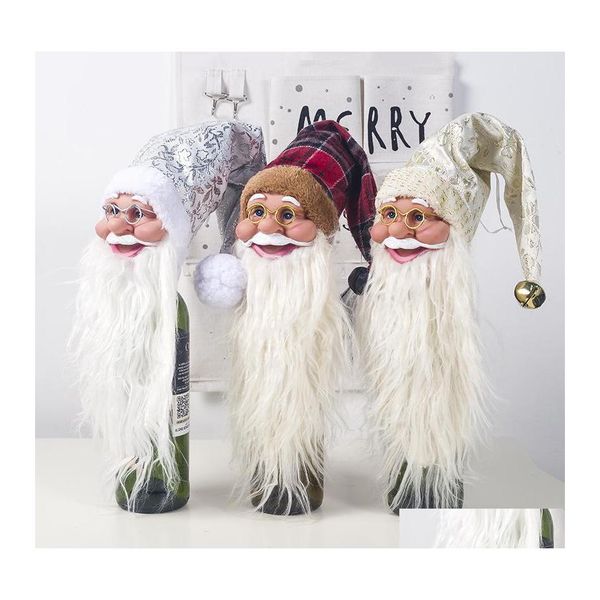 Decorazioni natalizie Natale Claus Vino Er Faceless Evade Colla Bambola Vini Bottiglia Decorazione Nordic Land Dio Babbo Natale Ornamento appeso Dro Dhnn5